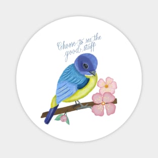 Bird illustration, spring spirits and calligraphy Magnet